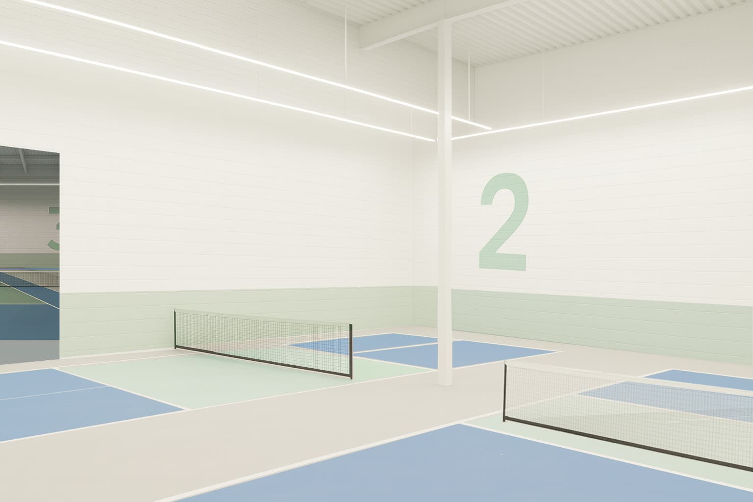 Indoor pickleball courts at East Bay Pickleball